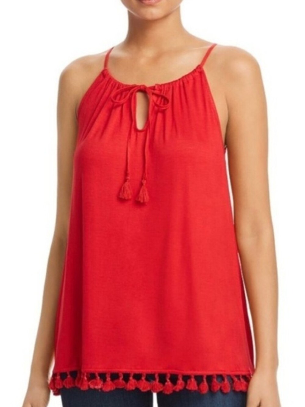 Tommy Bahama "Blitz Red" Tassel Trim Spaghetti Strap Top Size Large